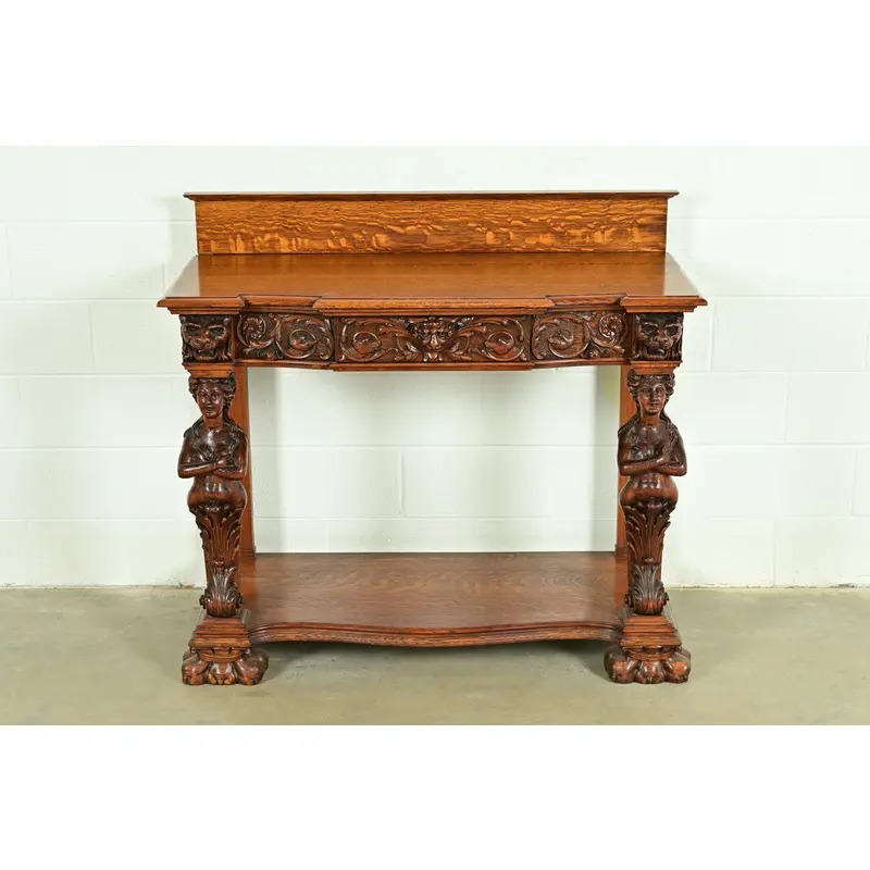 R. J. Horner Style Antique Victorian Carved Oak Sideboard or Buffet Server, Circa 1890s - Image 2