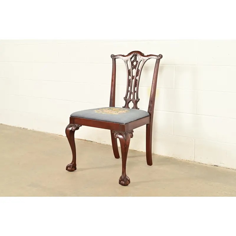 Antique Chippendale Carved Mahogany Side Chair or Dining Chair, Circa 1860s - Image 3