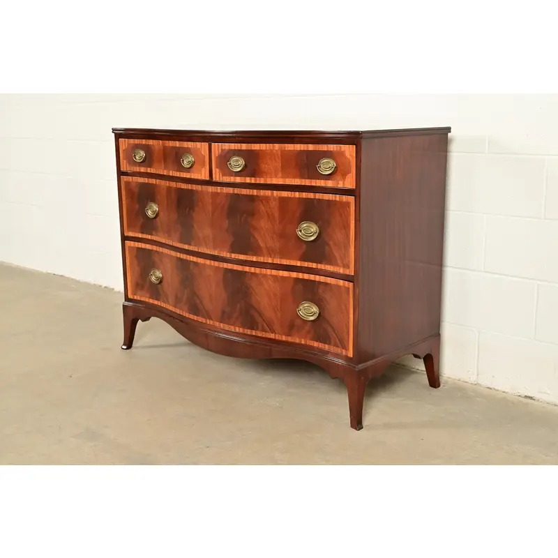 Antique Georgian Banded Flame Mahogany Chest of Drawers by Luce Furniture, Circa 1920s - Image 3
