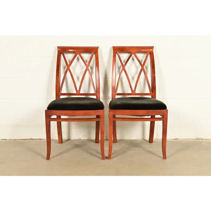 Bernhardt Regency Carved Mahogany Side Chairs or Dining Chairs | Pair - Image 3