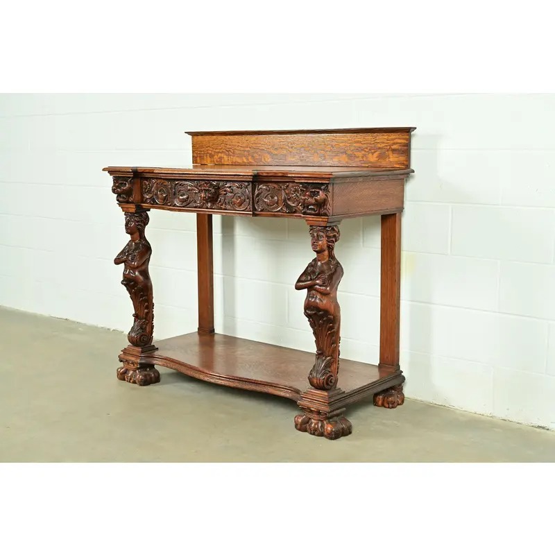 R. J. Horner Style Antique Victorian Carved Oak Sideboard or Buffet Server, Circa 1890s - Image 3
