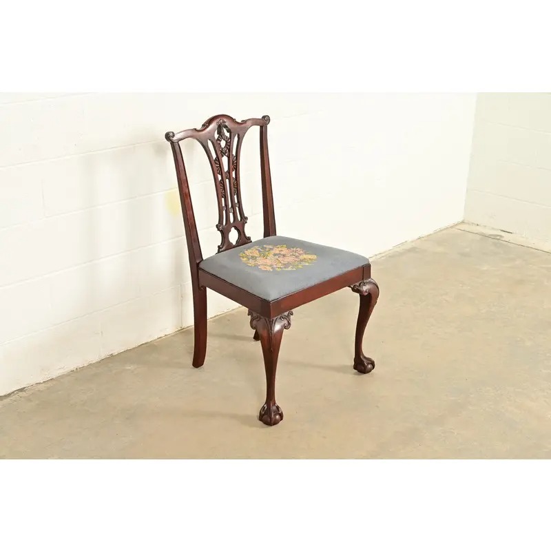 Antique Chippendale Carved Mahogany Side Chair or Dining Chair, Circa 1860s - Image 4