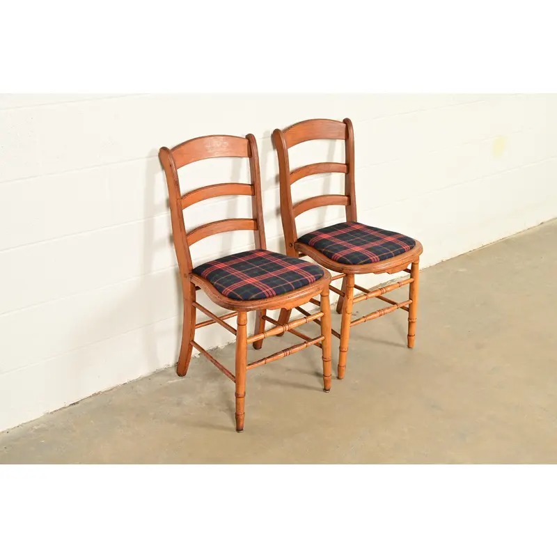 Antique English Regency Carved Maple Side Chairs or Dining Chairs, Circa 1890s - Image 4