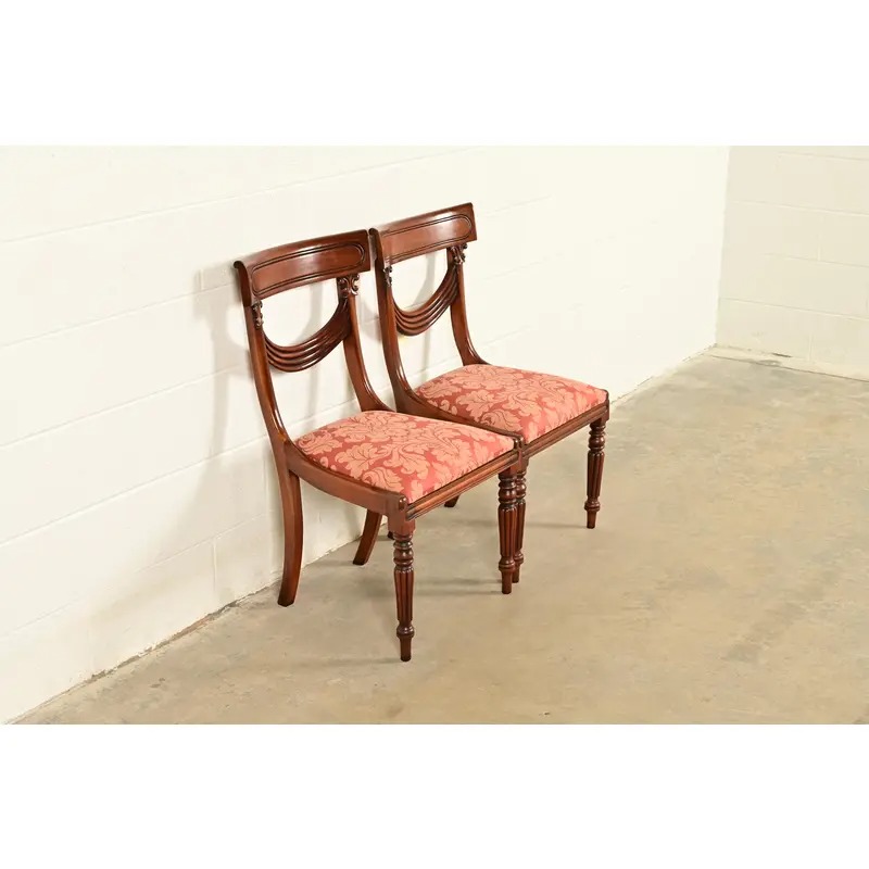 Baker Furniture Style English Regency Carved Mahogany Side Chairs or Dining Chairs, Pair - Image 4