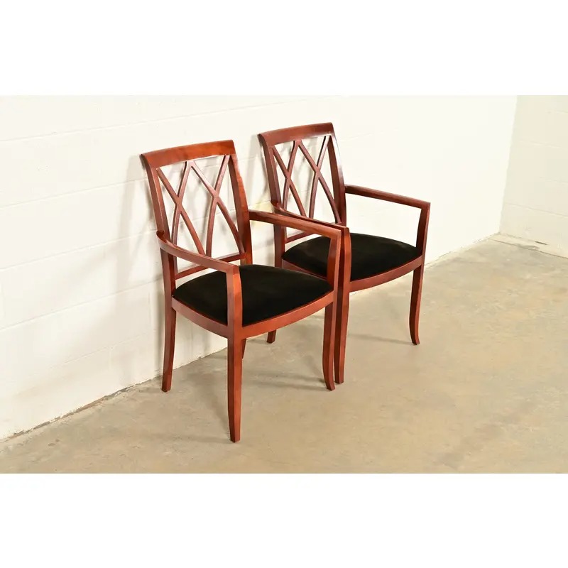 Bernhardt Regency Carved Mahogany Armchairs | Pair - Image 4