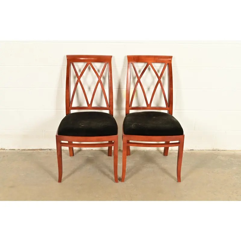 Bernhardt Regency Carved Mahogany Side Chairs or Dining Chairs | Pair - Image 4