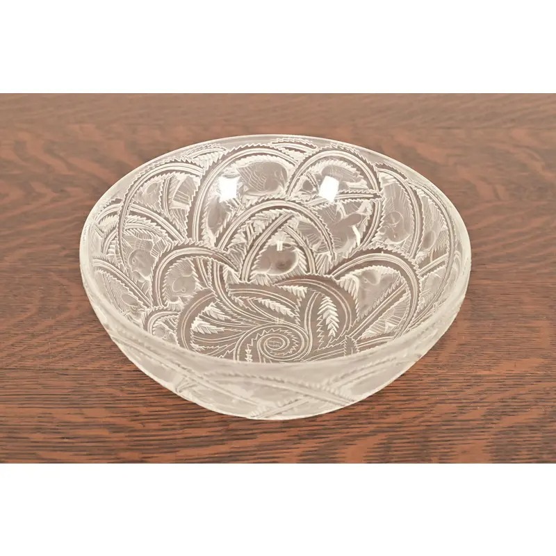 Lalique "Pinsons" Art Deco Frosted Crystal Glass Bowl, Circa 1930s - Image 4