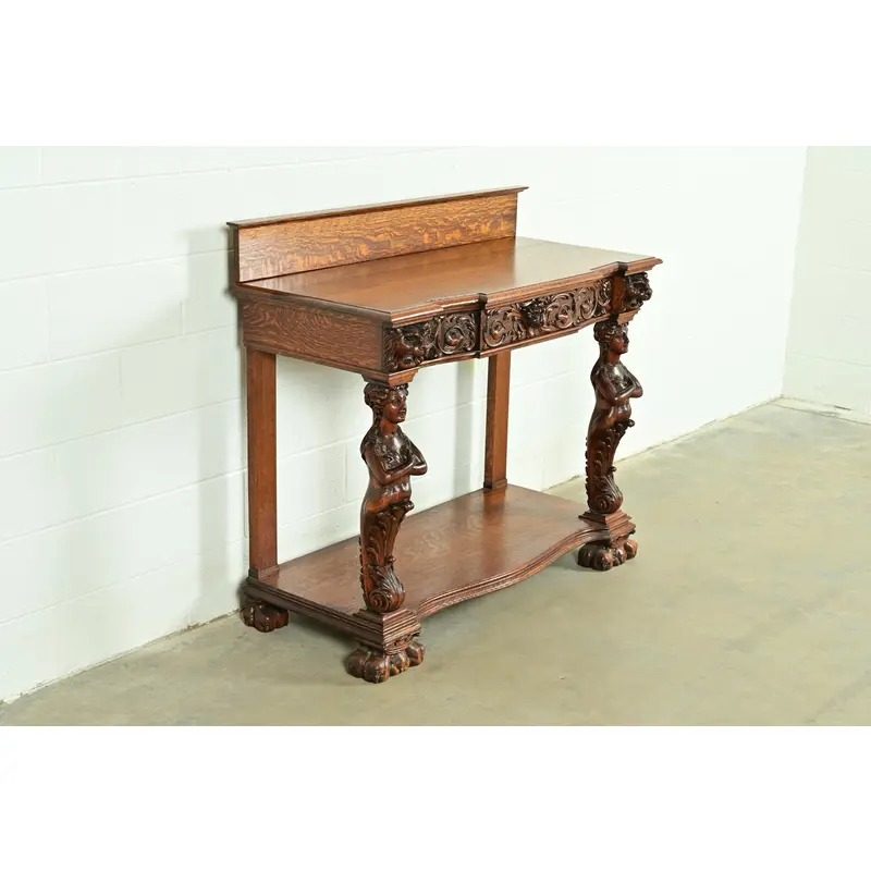 R. J. Horner Style Antique Victorian Carved Oak Sideboard or Buffet Server, Circa 1890s - Image 4