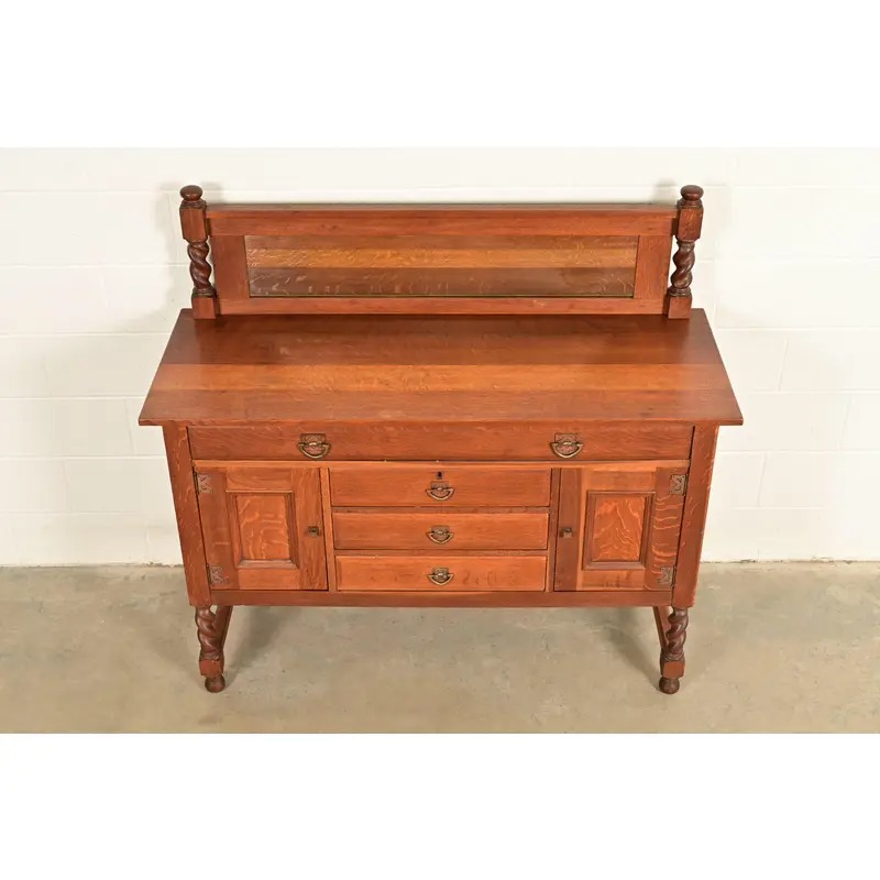 Stickley Brothers Antique Mission Oak Arts & Crafts Sideboard or Bar Cabinet, Circa 1910 - Image 4