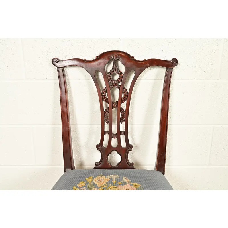 Antique Chippendale Carved Mahogany Side Chair or Dining Chair, Circa 1860s - Image 5