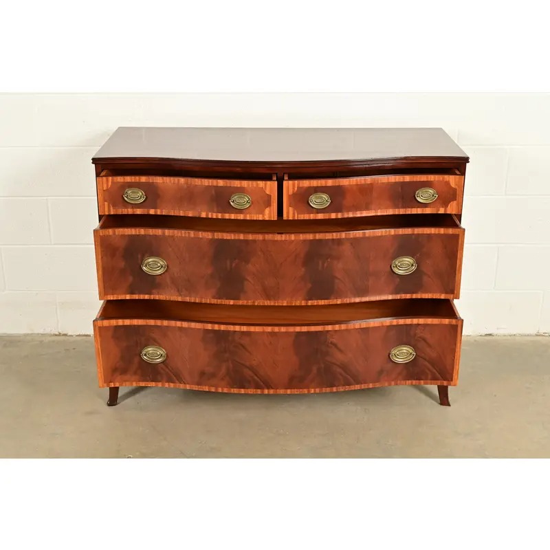 Antique Georgian Banded Flame Mahogany Chest of Drawers by Luce Furniture, Circa 1920s - Image 5