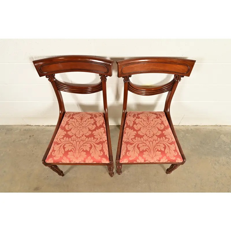Baker Furniture Style English Regency Carved Mahogany Side Chairs or Dining Chairs, Pair - Image 5