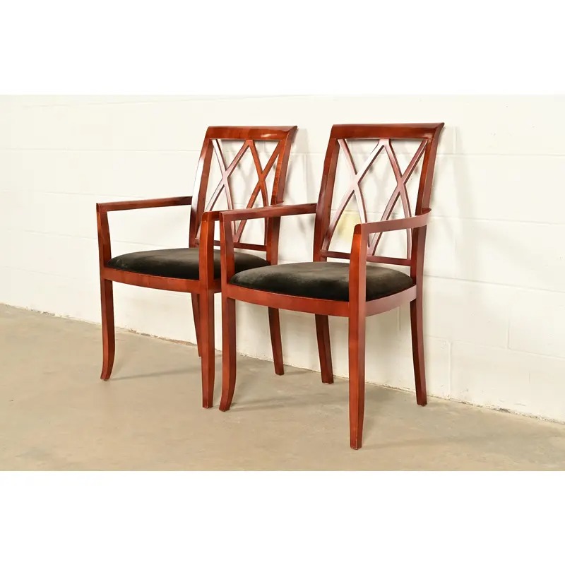 Bernhardt Regency Carved Mahogany Armchairs | Pair - Image 5