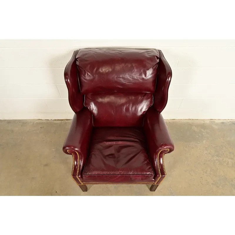Hancock & Moore Chippendale Wingback Leather Lounge Chair - Image 5