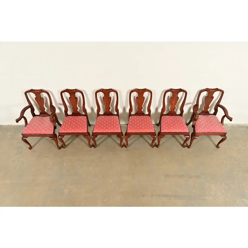 Henkel Harris Queen Anne Solid Cherry Wood Dining Chairs, Set of Six - Image 5