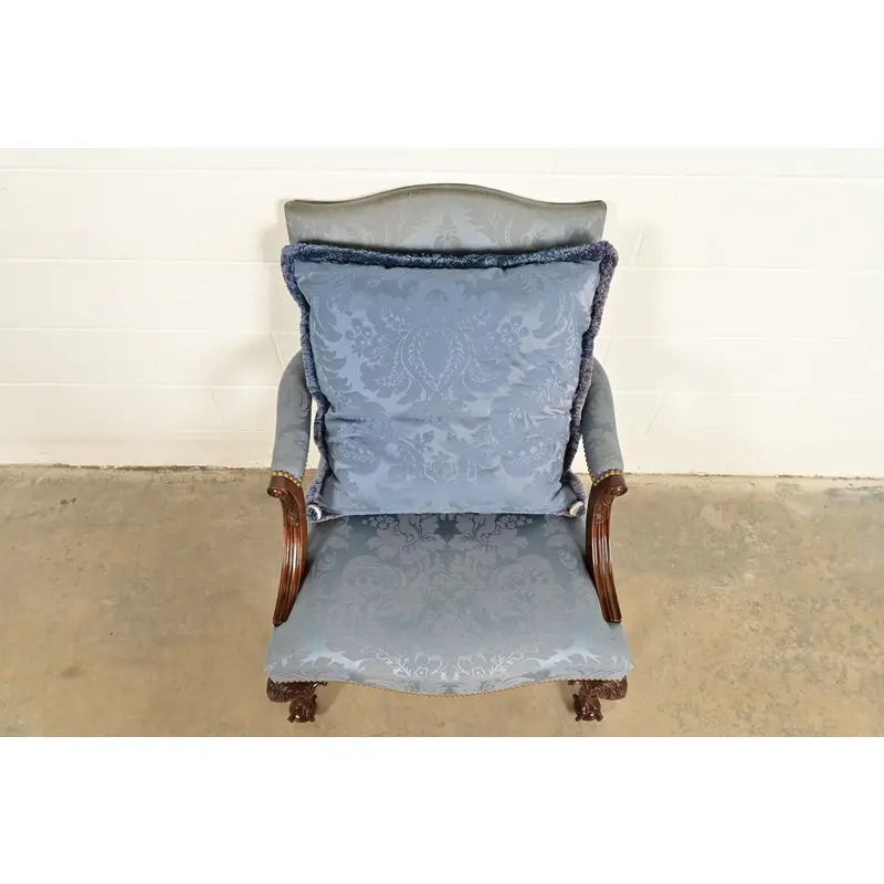Kittinger Chippendale Carved Mahogany Open Arm Library Chair - Image 5