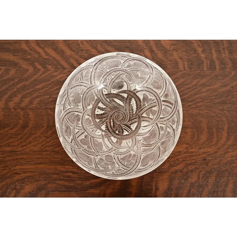 Lalique "Pinsons" Art Deco Frosted Crystal Glass Bowl, Circa 1930s - Image 5