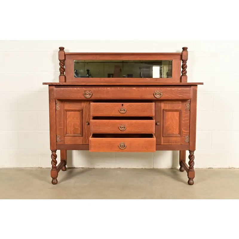 Stickley Brothers Antique Mission Oak Arts & Crafts Sideboard or Bar Cabinet, Circa 1910 - Image 5