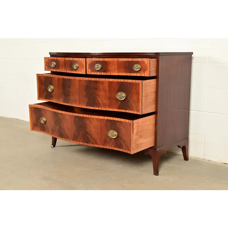 Antique Georgian Banded Flame Mahogany Chest of Drawers by Luce Furniture, Circa 1920s - Image 6