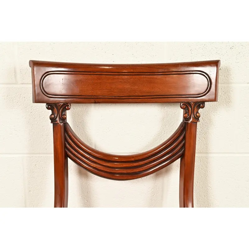Baker Furniture Style English Regency Carved Mahogany Side Chairs or Dining Chairs, Pair - Image 6