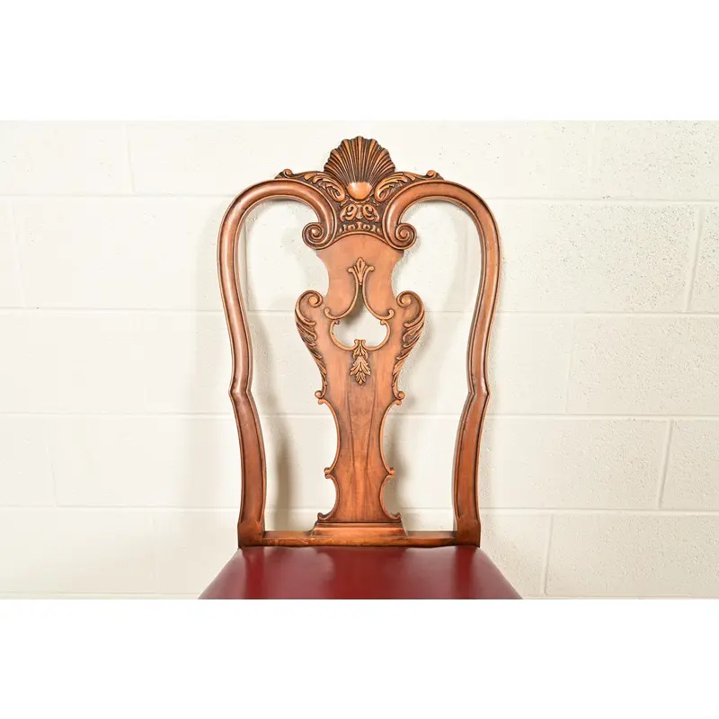 Berkey & Gay Antique Georgian Burled Walnut Side Chairs or Dining Chairs, Pair - Image 6