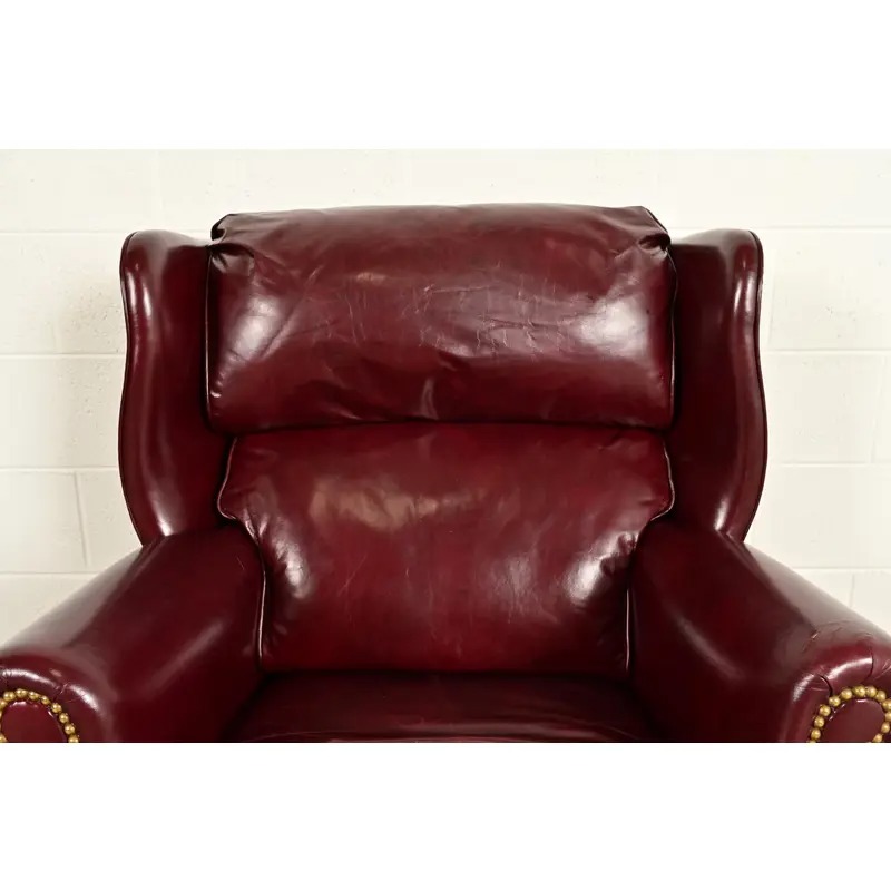 Hancock & Moore Chippendale Wingback Leather Lounge Chair - Image 6