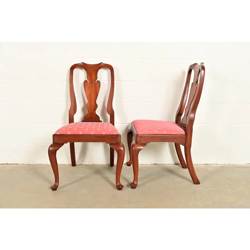 Henkel Harris Queen Anne Solid Cherry Wood Dining Chairs, Set of Six - Image 6