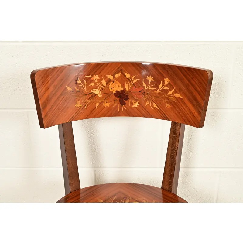 Italian Louis XVI Kingwood Inlaid Marquetry Side Chairs or Dining Chairs, Pair - Image 6