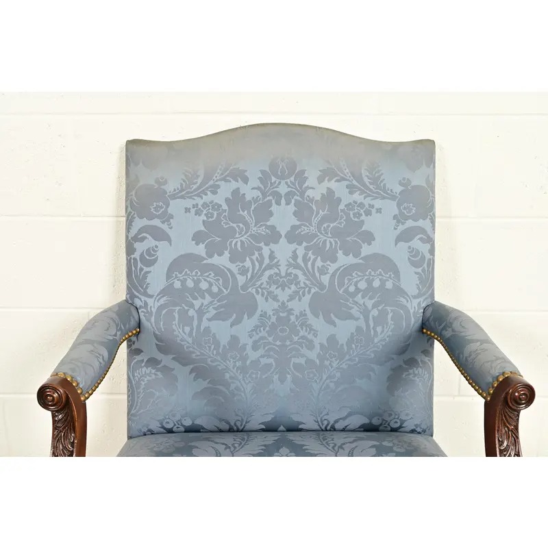 Kittinger Chippendale Carved Mahogany Open Arm Library Chair - Image 6