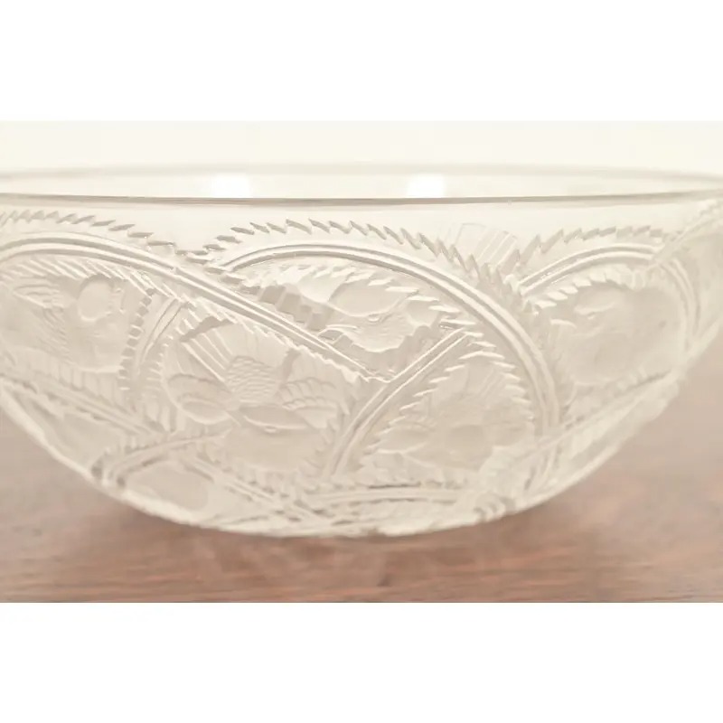 Lalique "Pinsons" Art Deco Frosted Crystal Glass Bowl, Circa 1930s - Image 6