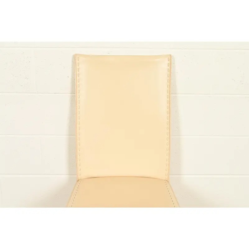 Mario Bellini Style Italian Modern Cream Leather Wrapped High Back Side Chairs or Dining Chairs, Pair - Image 6