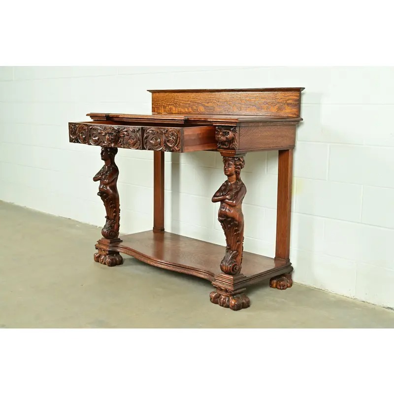 R. J. Horner Style Antique Victorian Carved Oak Sideboard or Buffet Server, Circa 1890s - Image 6