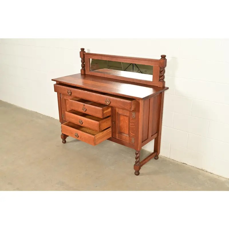 Stickley Brothers Antique Mission Oak Arts & Crafts Sideboard or Bar Cabinet, Circa 1910 - Image 6