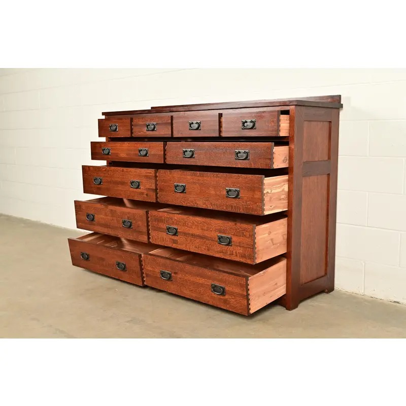 Stickley Style Mission Oak Arts & Crafts Twelve-Drawer Dresser or Chest of Drawers - Image 6