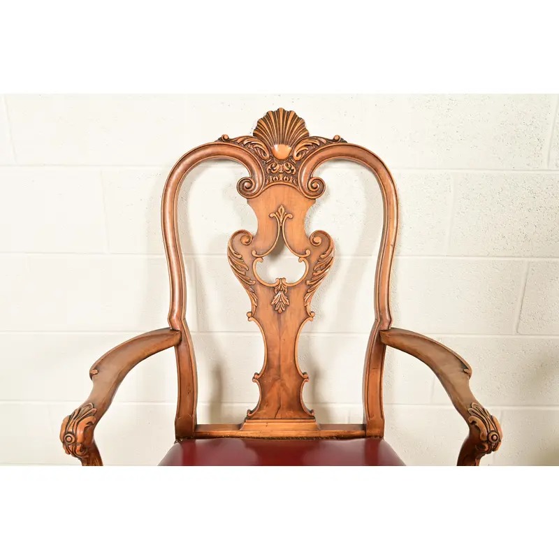 Berkey & Gay Antique Georgian Burled Walnut Dining Chairs, Set of Six - Image 7