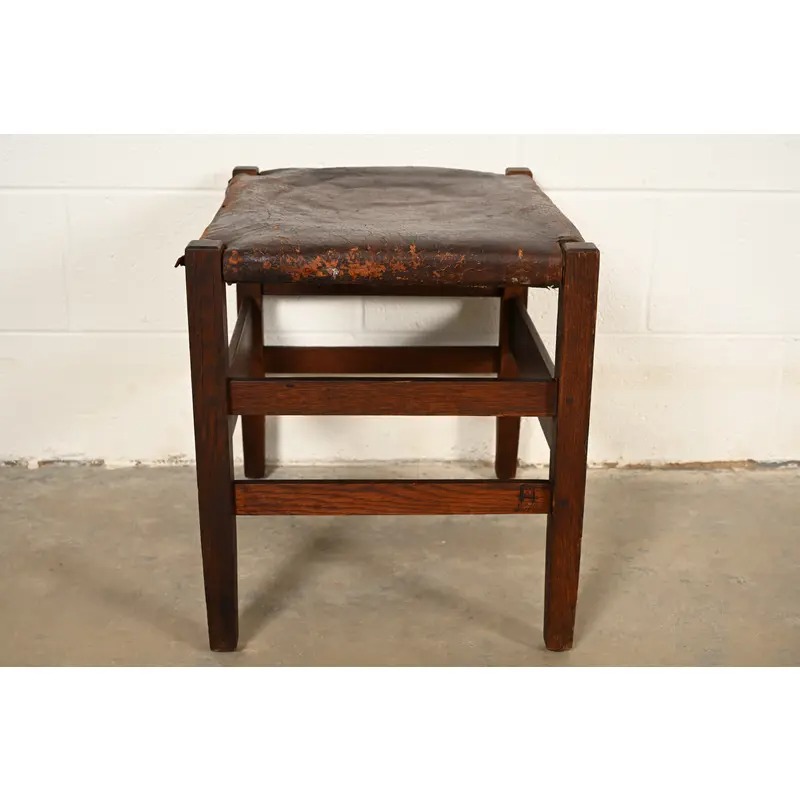 Gustav Stickley Antique Mission Oak Arts & Crafts Stool or Ottoman, Circa 1910 - Image 7
