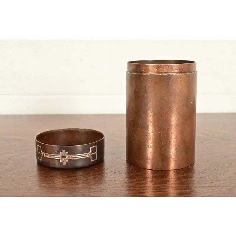 Heintz Arts & Crafts Sterling Silver on Bronze Humidor - Image 7