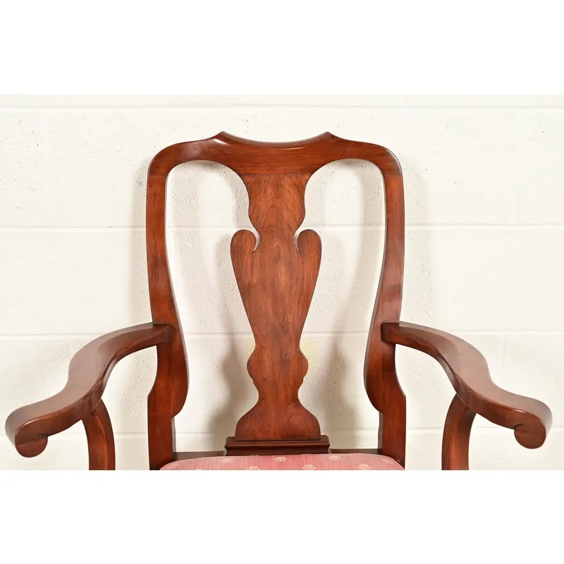 Henkel Harris Queen Anne Solid Cherry Wood Dining Chairs, Set of Six - Image 7