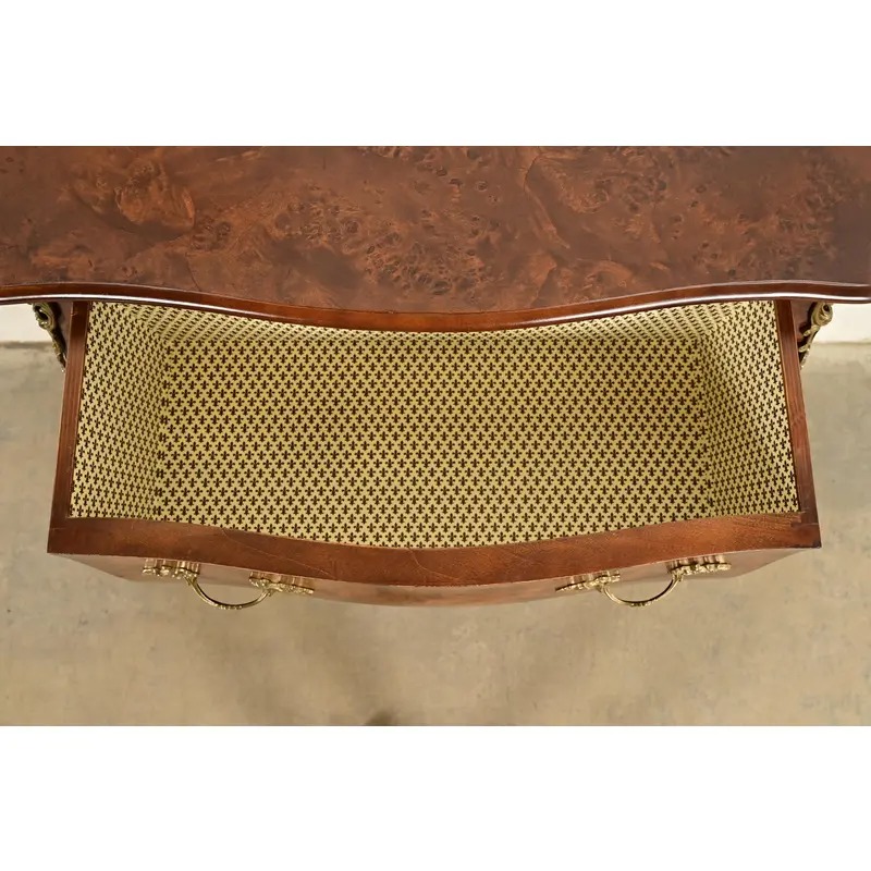 Italian Louis XV Burled Walnut Bombay Commode With Mounted Gilt Bronze Ormolu | Circa 1960s - Image 7