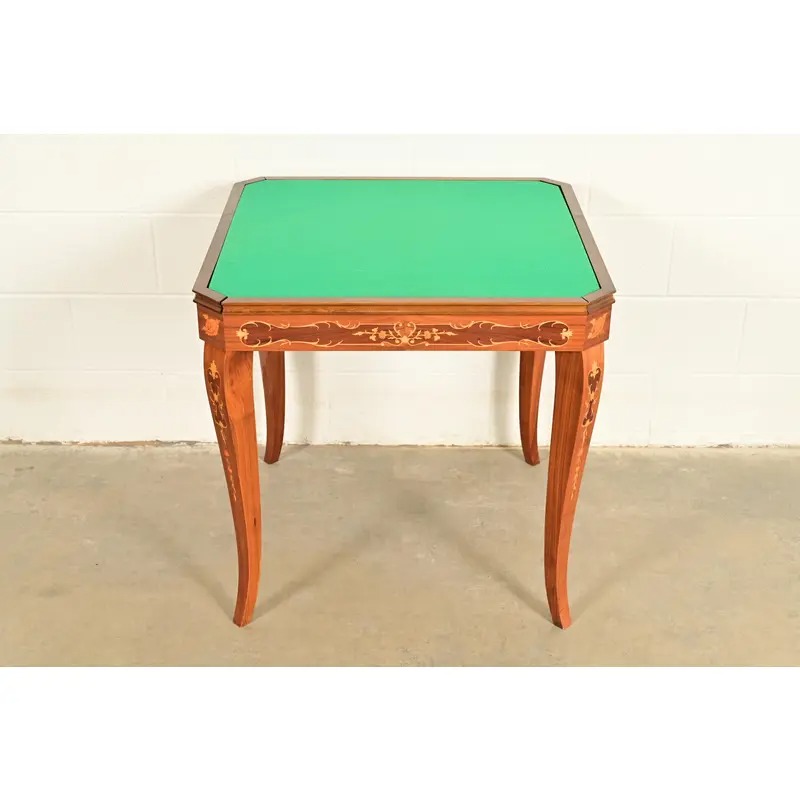 Italian Louis XVI Kingwood Inlaid Marquetry Flip Top Game Table - Image 7