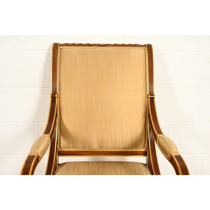 Karges French Regency Louis XVI Carved Walnut and Gold Gilt Dining Chairs | Set of Eight - Image 7