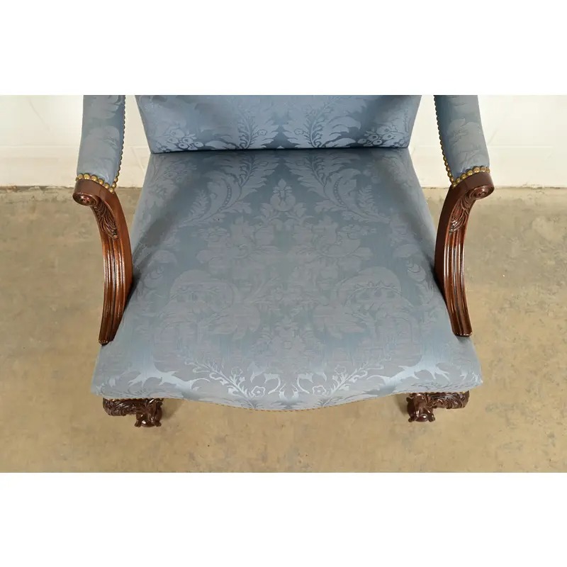 Kittinger Chippendale Carved Mahogany Open Arm Library Chair - Image 7