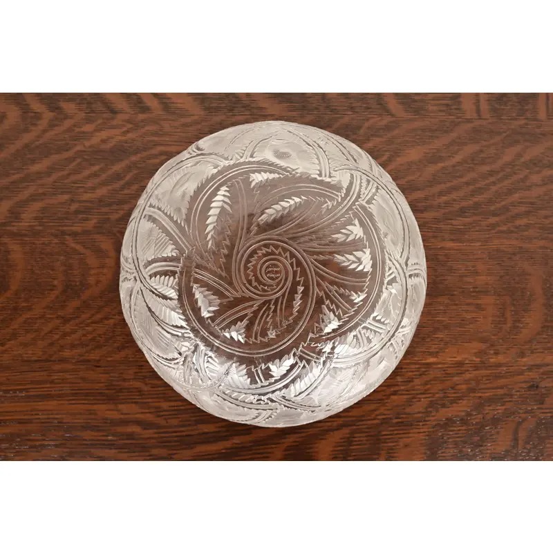 Lalique "Pinsons" Art Deco Frosted Crystal Glass Bowl, Circa 1930s - Image 7