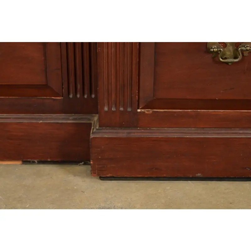 R. J. Horner Style Antique Victorian Carved Walnut Triple Bookcase Cabinet, Circa 1880s - Image 7