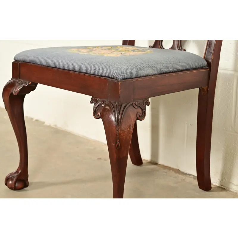 Antique Chippendale Carved Mahogany Side Chair or Dining Chair, Circa 1860s - Image 8