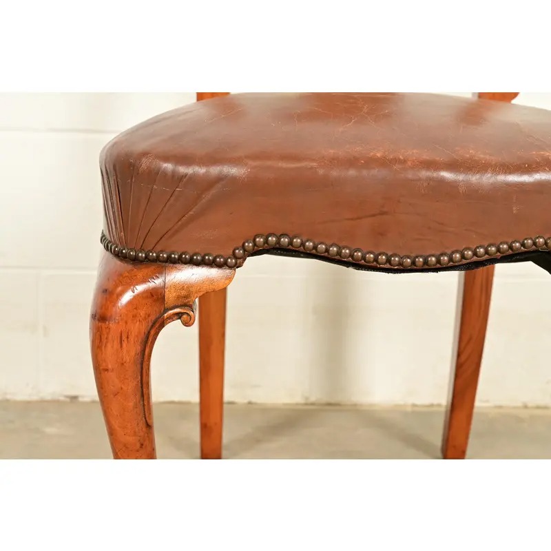 Antique English Queen Anne Burl Wood Side Chairs or Dining Chairs, Circa 1860s - Image 8