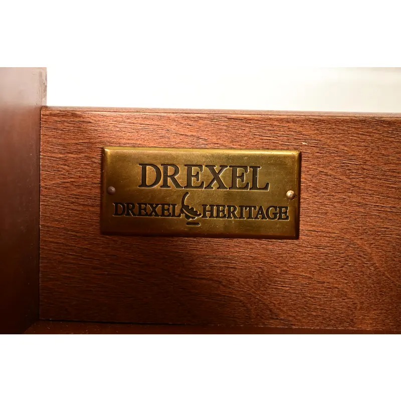 Drexel Heritage French Regency Louis XVI Carved Mahogany and Cane Console Tables or Servers, Pair - Image 8