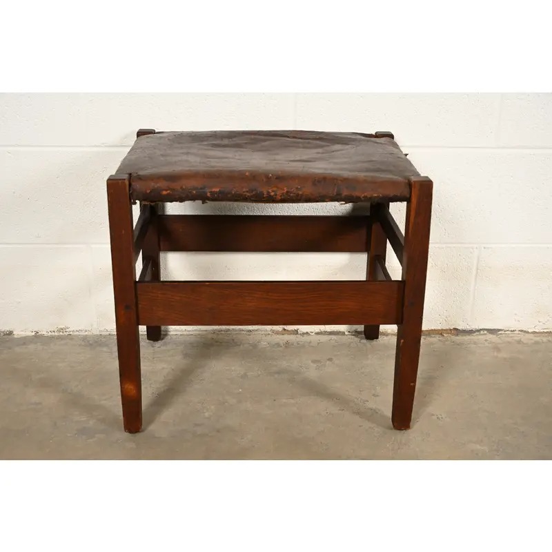 Gustav Stickley Antique Mission Oak Arts & Crafts Stool or Ottoman, Circa 1910 - Image 8