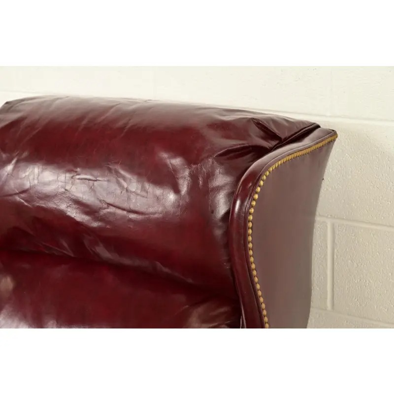 Hancock & Moore Chippendale Wingback Leather Lounge Chair - Image 8