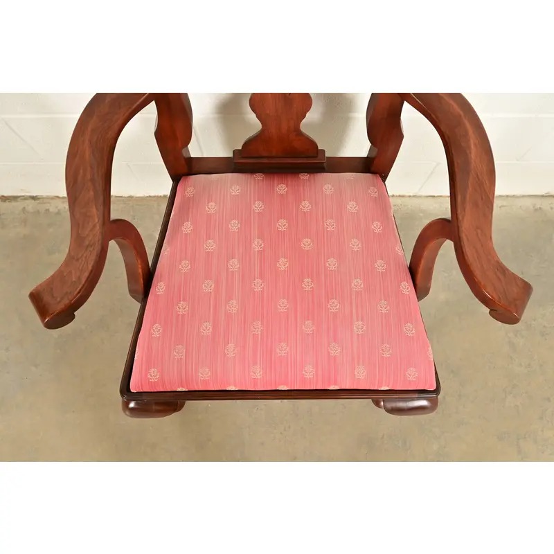 Henkel Harris Queen Anne Solid Cherry Wood Dining Chairs, Set of Six - Image 8